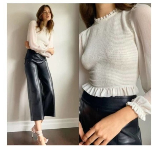 Aritzia Tops - NEW  Wilfred tempest Smocked chiffon Blouse Sz S